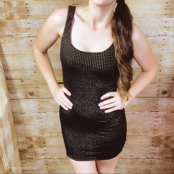 Forever 21 Dresses & Skirts - Forever 21 Dress Studded Bodycon Black/Gold
